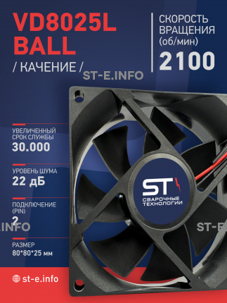 Вентилятор  VD8025L Ball (качения) 12V - st-e.info - Екатеринбург